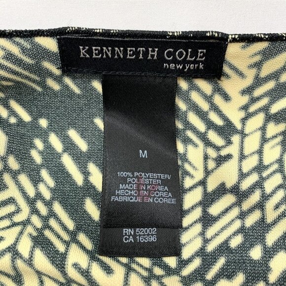 Kenneth Cole Split Sleeve Print Wrap Dress Khaki/Black, Sz Medium Style#QBMU2805 - Picture 4 of 12